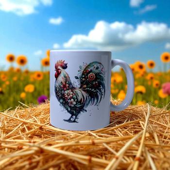 Keramiktasse Huhn Blumen Design Nr. 1 Kaffeebecher Teetasse Kaffeetasse - Artikel Nr. 1100088